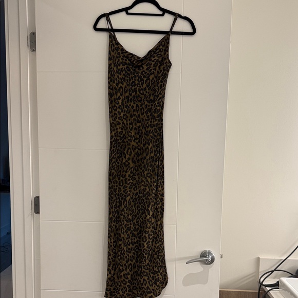 Zara maxi midi size xs Leopard Print Slip Dress - Brown/Black - Picture 2 of 4
